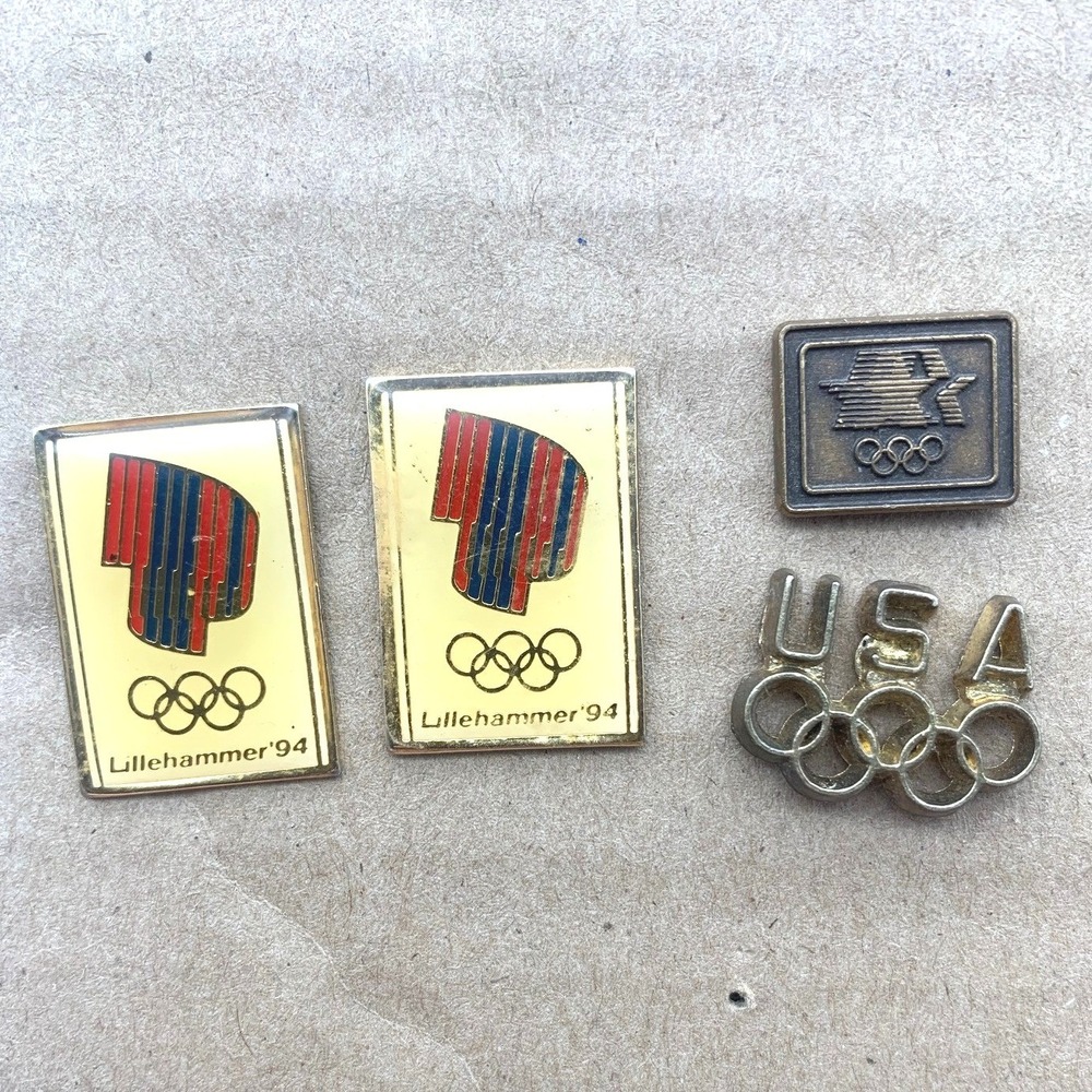 Lot of 4 Vintage Olympic‎ Lapel Pins — 1984 Los Angeles & 1994 Lillehammer